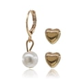 thumbnail image 3 of Set de dos pares aretes tipo broquel CYRA modelo corazón y perla, 3 of 3