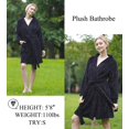 thumbnail image 2 of Ekouaer Black Bathrobe for Women Fleece Plush Robes Knee Length Warm Ladies Sleep Robe Jacquard Sleepwear with Pockets, 2 of 6