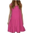 thumbnail image 4 of Levmjia Womens Sleeveless Summer Dress Cotton Casual Beach Party Sun Dress Solid Color Round Neck Loose Fit Vacation Outfit Multiple Colors Available, 4 of 9