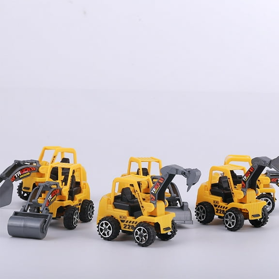 ROMANSENTIAL Construction Vehicle Birthday Decoration 6Pcs Excavator Cake Toppers Plastic Yellow 1.9x1.6x1.2in