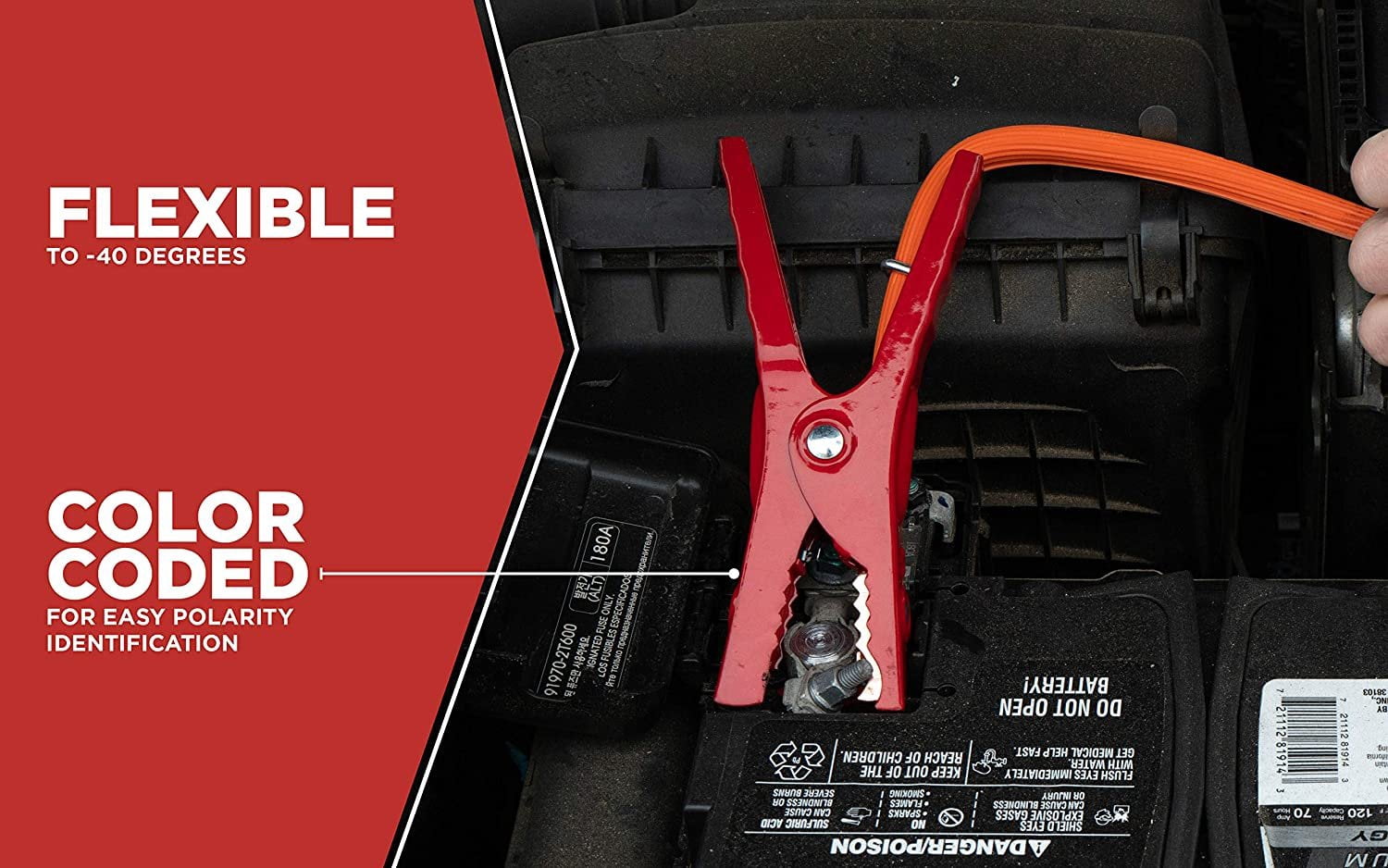 Road Power 16-ft 6 Gauge Booster Cable with Night Bright LED Lighted End Clamp Jumper Cable