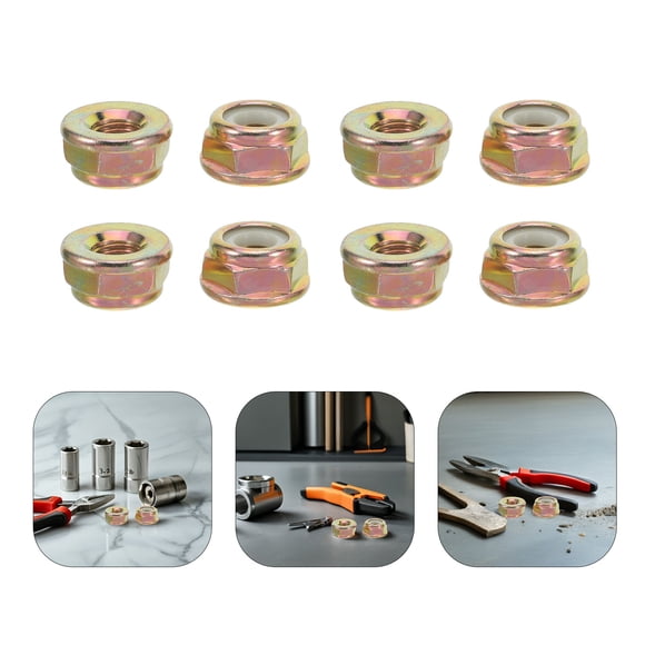 BRIGHTFUFU 10Ud Kit De Tuercas De Rosca Izquierda Para Cortacésped Con Antiaflojamiento Dorado