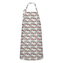 White Christmas Truck and Tree Apron-Garden Aprons for Women with Pockets-Cotton Linen Waterproof Kitchen Cooking Gardening Aprons Adjustable for Kitchen,Cooking,BBQ and Salon 32"x27"