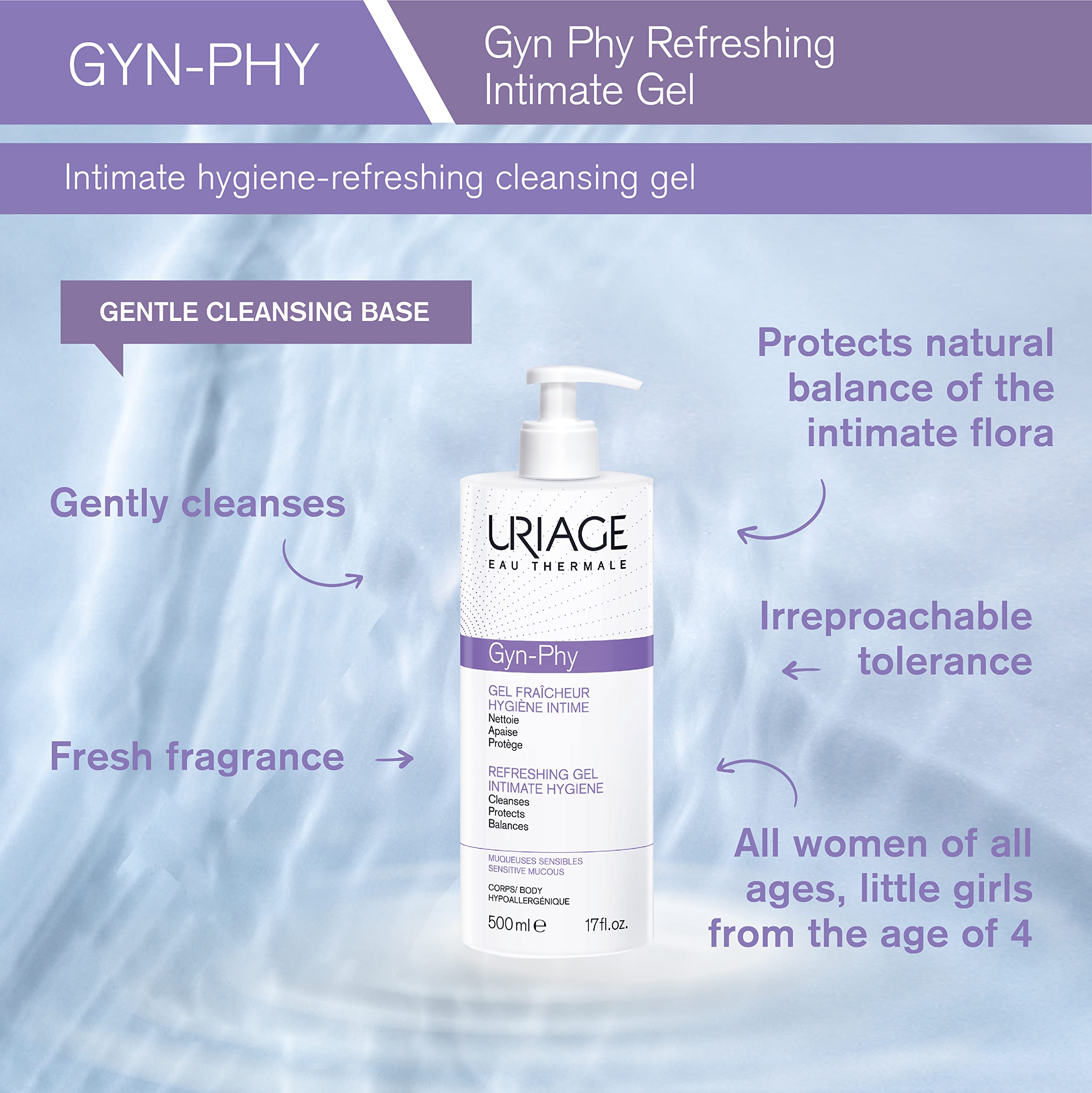 Uriage Gyn-Phy Refreshing Gel Intimate Hygiene 17 Ounce
