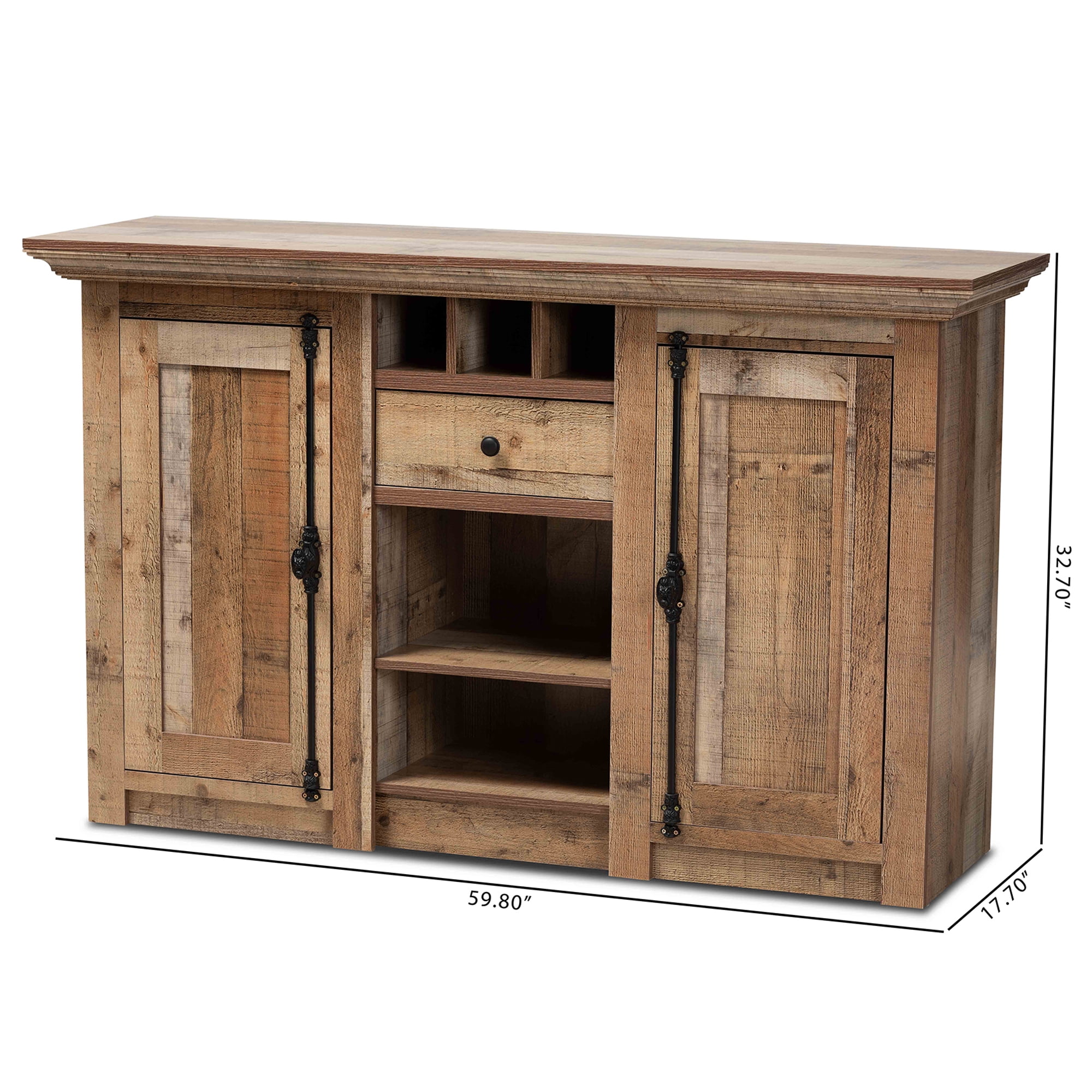 Baxton Studio Albert Modern and Contemporary Farmhouse Rustic Finished Wood 2-Door Dining Room Sideboard Buffet