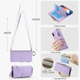thumbnail image 3 of Allytechgroup Wallet Case for iPhone XR, RFID Blocking Multiple Cards Holder Zipper Pocket Hand Strap Shockproof Stand Phone Case with Crossbody Lanyard for Women Girls, Violet, 3 of 7