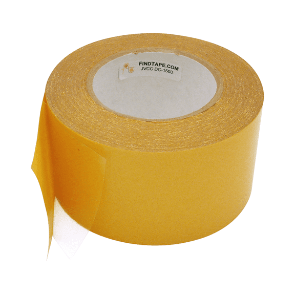 JVCC Double-Sided Film Tape [Rubber Adhesive] (DC-1503): 3 in. (72mm actual) x 60 yds. (Clear)