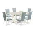 thumbnail image 2 of East West Furniture V026VE215-7 7 Piece Dining Room Table Set - 6 Baby Blue Linen Fabric Dinning Room Chairs with Nailheads and Linen White Dining Room Table - Linen White Finish, 2 of 10