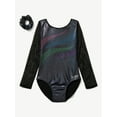 thumbnail image 4 of Justice Long Sleeve Embellished Foil Gymnastic Leotard for Girls with Scrunchie, Sizes XS-XL, 4 of 5