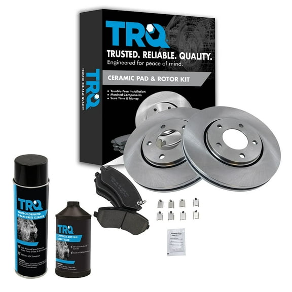 TRQ Front Ceramic Brake Pad & Rotor Kit w/Chemicals for Chrysler Dodge Minivan BKA15808