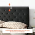 thumbnail image 3 of Queen Upholstered Platform Bed Frame with 48" Tall Adjustable Headboard - Button Tufted Suede Bed - Black - Oliver & Smith - Princeton, 3 of 6