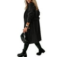 thumbnail image 4 of hotojiny Women's Wool Blend Coat Notched Lapel Pocketed Pea Coats Fall Winter Causal Long Overcoat with Belt, 4 of 7