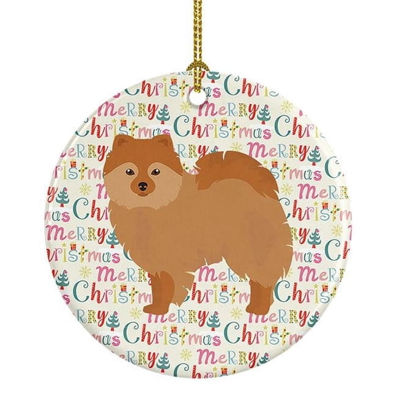 German Spitz #2 Merry Christmas Ceramic Ornament 2.8 in x 2.8 in