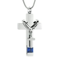 Double Cross Urn Necklaces for Ashes Birthstones Cremation Pendant Urns for Human Ashes Memorial Keepsake Locket Jewelry Memorial Urn Jewelry