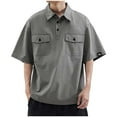 thumbnail image 2 of Cargo Golf Shirts for Men with Pockets Plus Size M-5X Short Sleeve T-Shirts Big & Tall Casual Pullover Button Collared Solid Tees Tops, 2 of 5