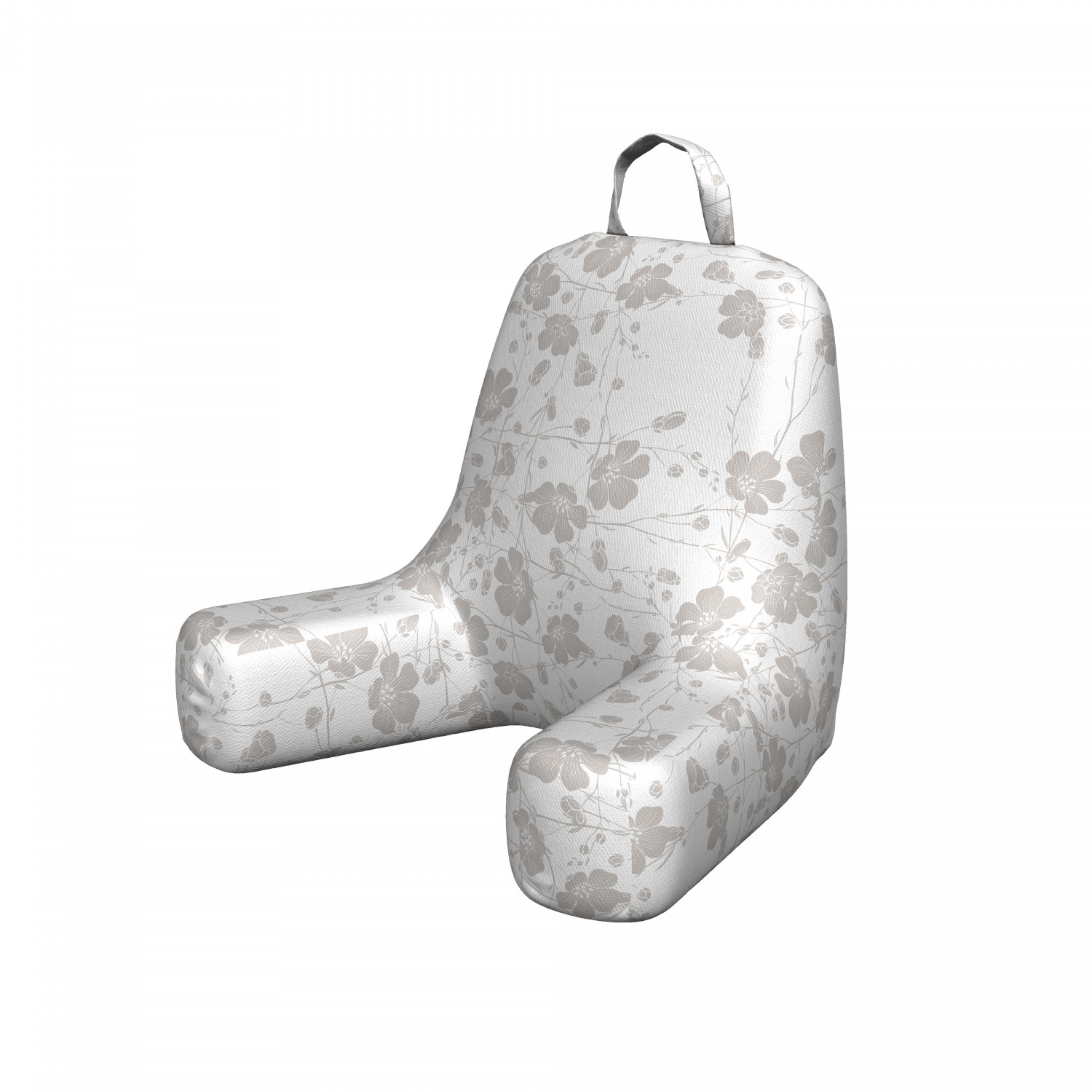 Grey Reading Pillow, Natural Beauty Flower Hand Drawn Peonies Bouquet Florets Romantic Feminine