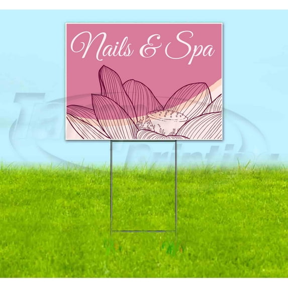 Nail And Spa (18" x 24") Yard Sign, Includes Metal Step Stake