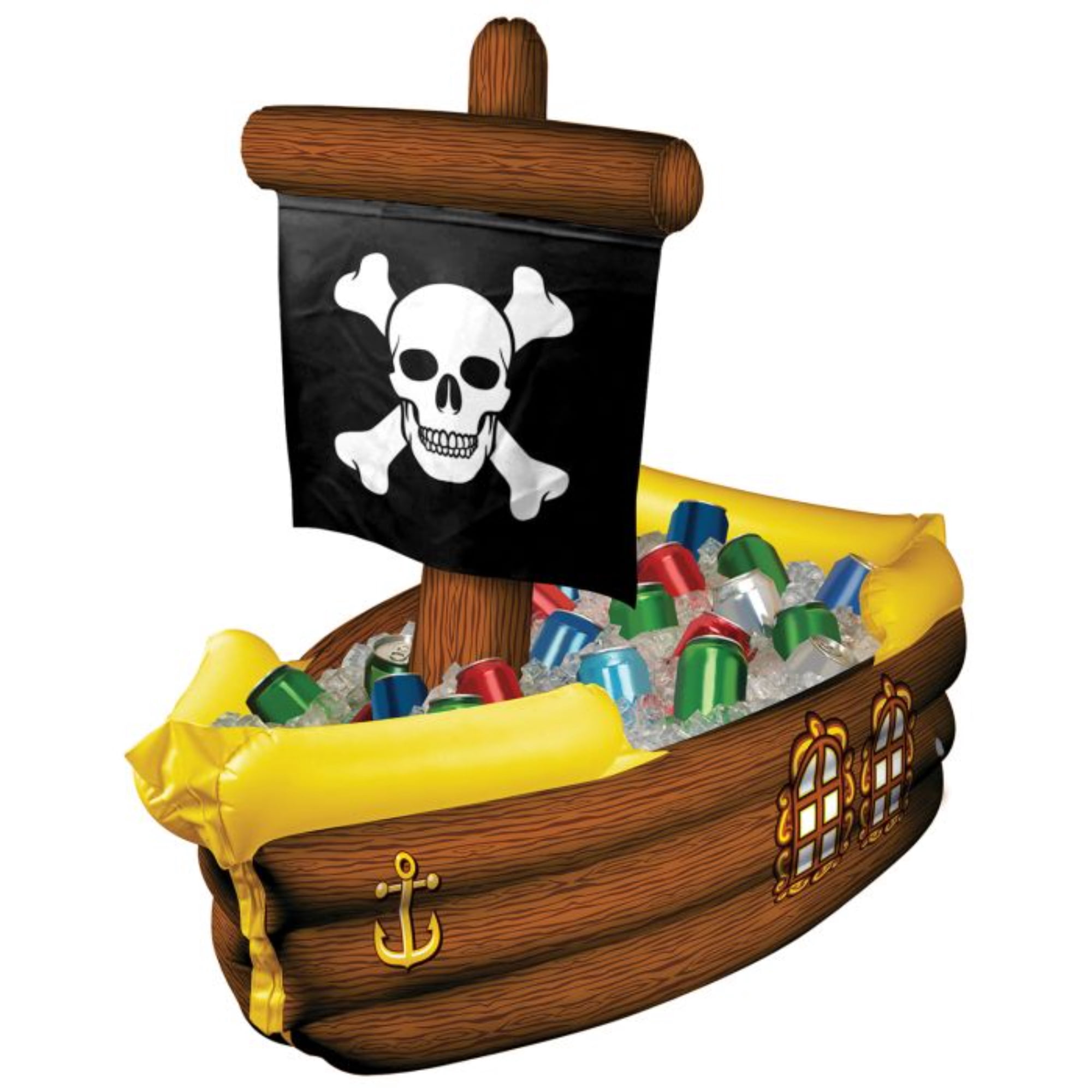Beistle Inflatable Pirate Ship Coolers - 33" - Brown and Yellow