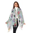 thumbnail image 3 of FORMRS Womens Scarf Winter Soft Long Big Warm Shawls Wrap Tassel Scarves, Green Floral Cranes Pattern, 3 of 9