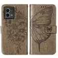 thumbnail image 6 of Motorola Moto G Stylus 5G (2023) Case, Magnetic Folio Butterfly Embossed Patterned Wallet Case, Premium PU Leather with Wrist Strap Credit Card Holder Slots Kickstand Shockproof Cover, Gray, 6 of 6