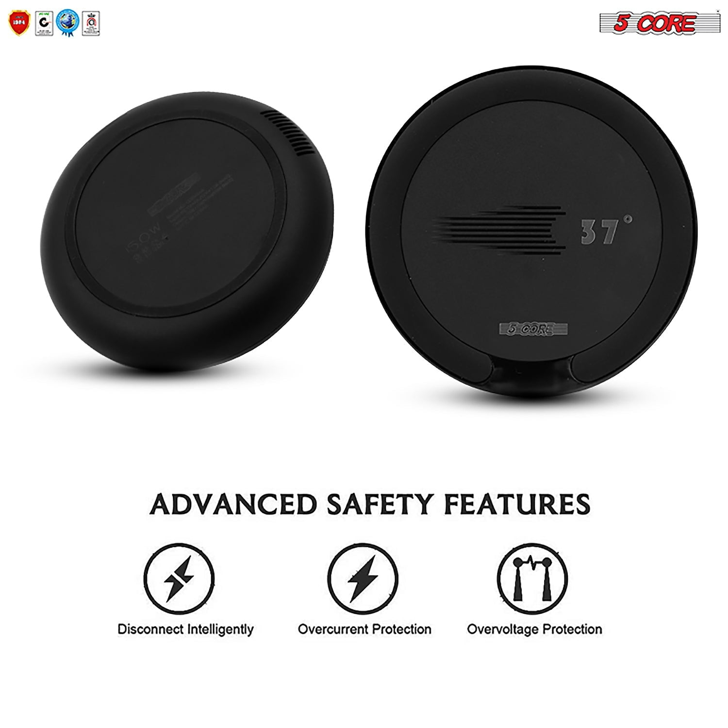 5Core Wireless Phone Charging Pad 15W Qi-Certified Fast Charger Mat Cargador