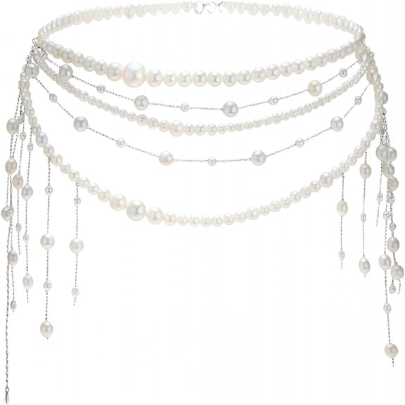 DESIGNICE Pearl Waist Chain Belt for Women,Body Chain,Tassel Design,Perfect for Bridal and Wedding Dresses
