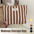 thumbnail image 2 of Striped Canvas Makeup Storage Bag – Portable Travel Cosmetic Pouch with Zipper,Multi-Functional Toiletry Organizer for Beauty Tools & Accessories, 2 of 4