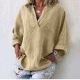 thumbnail image 2 of Babysbule Womens Summer Tops Boho Womens Long Sleeve Cotton Linen Kaftan Ladies Baggy Blouse Tee Shirt Tops, 2 of 9