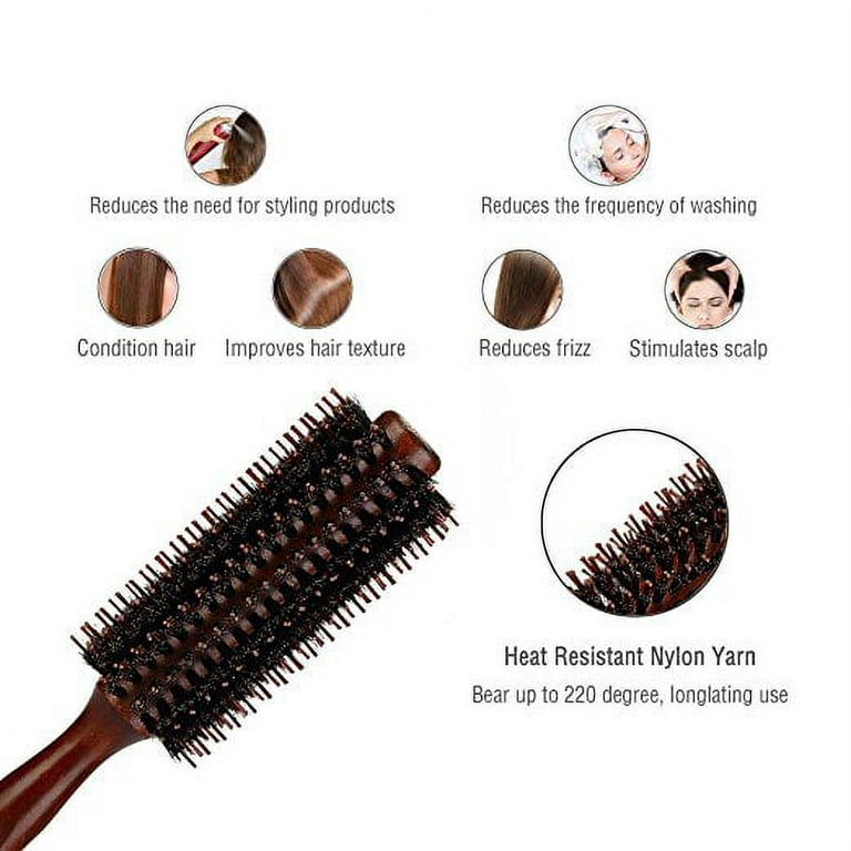 Cortex Professional 100% Boar Bristle Round Hair Brush - For Women and Men,  For All Hair Types, Round Boar Hair Brush, Natural and Soft Hair Brush 