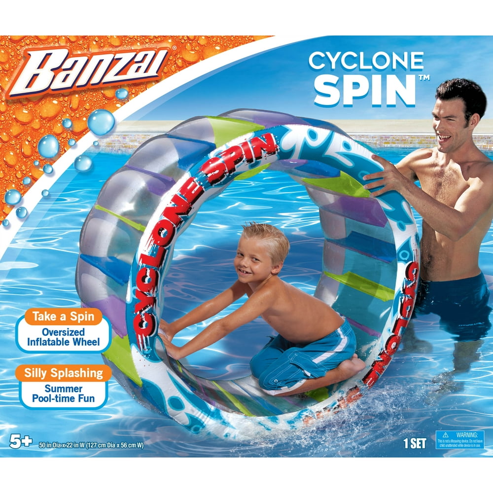 BANZAI Cyclone Spin Inflatable Pool Floatie - Water Wheel Game for Kids - Summer Pool Party Play