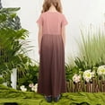 thumbnail image 4 of Efsteb Summer Dress for Girls Round Neck Gradient Short Sleeve Maxi Dress Casual Holiday Dress with Pockets (Brown,9 Years), 4 of 5