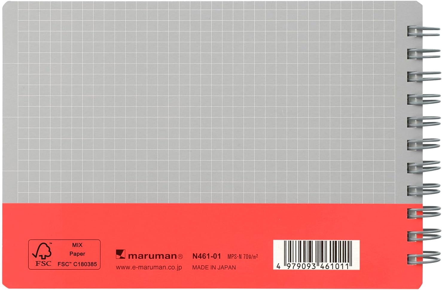 Utoka Pocket Size Notebook 4mm Graph Red 90 Sheets 4.2 x 6.5 5 Pack