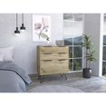 thumbnail image 2 of DEPOT E-SHOP Saffron Dresser- Three Drawers, Countertop, Four Steel Legs-Light Oak, For Bedroom, 2 of 5