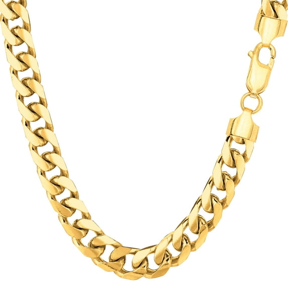 14k Yellow Gold Miami Cuban Link Chain Necklace, Width 6.9mm, 30"