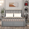 thumbnail image 2 of HestiNysus Queen Size Wood Platform Bed with Two Drawers and Wooden Slat Support，Gray&Natrual, 2 of 5