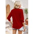 thumbnail image 4 of Blusa WIHOLL para mujer, manga 3/4, cuello en V, holgada, color rojo, talla grande, 4 of 5