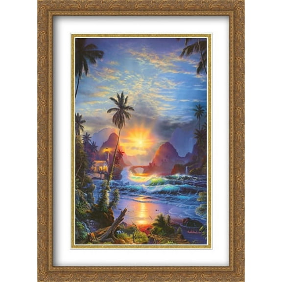 Beckoning Light 2x Matted 28x40 Large Gold Ornate Framed Art Print by Christian Lassen