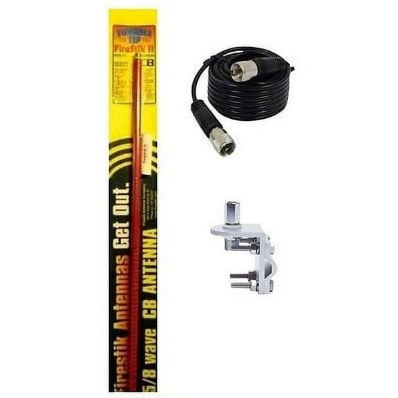 NEW FIRESTIK 2 FS4 R 4FT RED CB ANTENNA, 18FT COAX, BRACKET & STUD