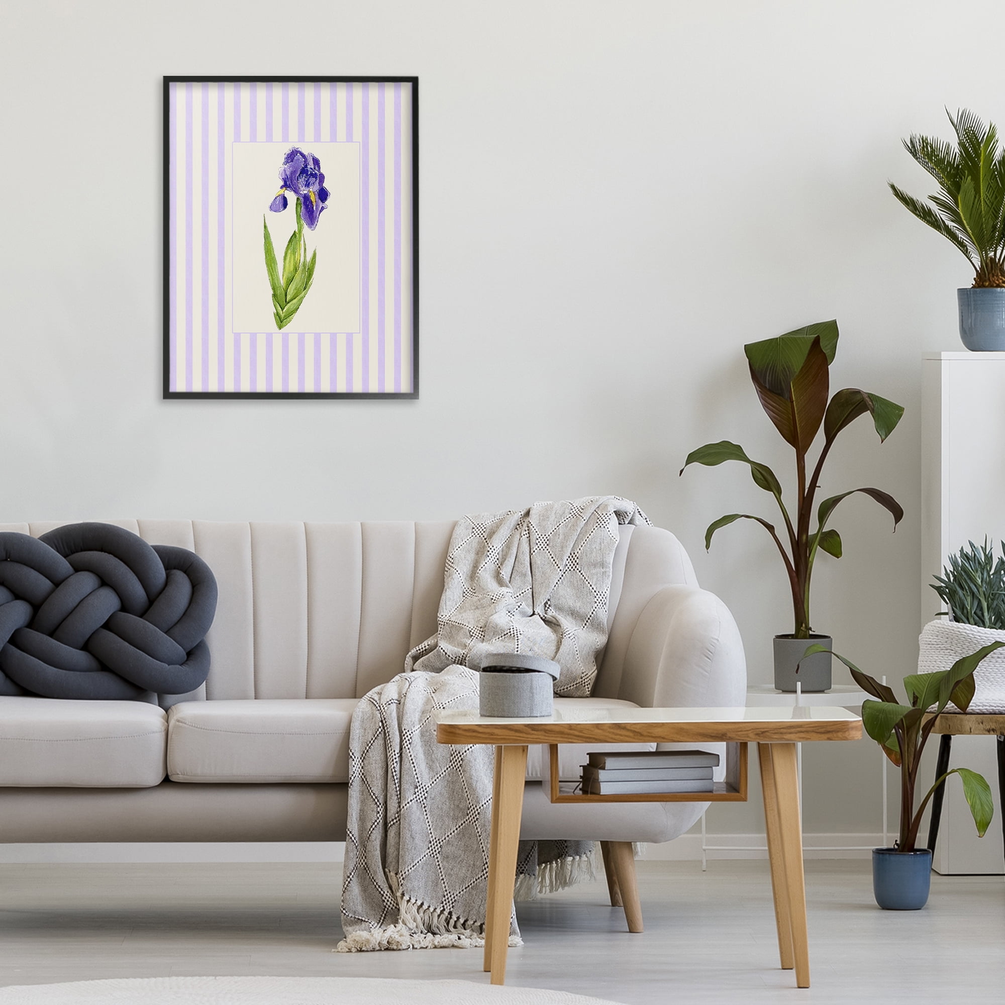 Purple Stripe Iris Black Framed Giclee Art, design by Lisa Wehmeyer