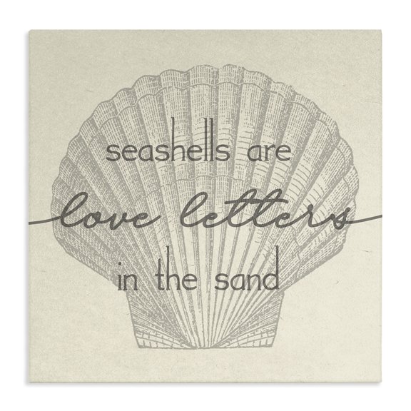 Stupell Industries Coastal Seashells are Love Letters Etched Beach Quote Drawing Canvas Art, 17 x 17, by Lil' Rue