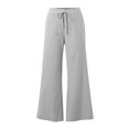 thumbnail image 5 of Endives Striped Linen Pants Women Wide Leg Pant Elastic Waist Tie Up Lightweight Loungewear Casual Trousers Grey, 5 of 6
