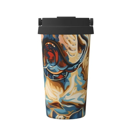 

Junzan Patriotic Bulldog Welcome for Stainless Steel Vacuum Insulated Tumbler - Reusable Insulated Cold Brew Iced Coffee Cup Thermos -Gifts for Women Men Him Her