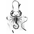 thumbnail image 1 of Zodiac Scorpio Apron Monochrome Sign Sketch Art of a Scorpion Tattoo Animal Horoscopes Theme, Unisex Kitchen Bib Apron with Adjustable Neck for Cooking Baking Gardening, Black and White, by Ambesonne, 1 of 3