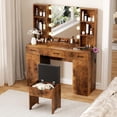 thumbnail image 6 of Vabches Modern Vanity Desk Set with Large Mirror and Stool, Large Makeup Table Set with 3 Drawers, 2 Cabinets & Storage Stool, Adjustable Lighting Colors, 6 of 9