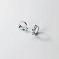 thumbnail image 6 of EOEMY Smal 925 Sterling Silver Triple Flowers Sleeper Hoop Earrings Pairs-Silver, 6 of 6