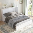 thumbnail image 3 of ijuicy Queen Size Murphy Bed Cabinet with Built-in Charging Station and Storage Drawer, Solid Wood Cabinet Bed Queen Size with Mattress, Murphy Cube Chest Bed for Guest Room, Home, Office- White, 3 of 7