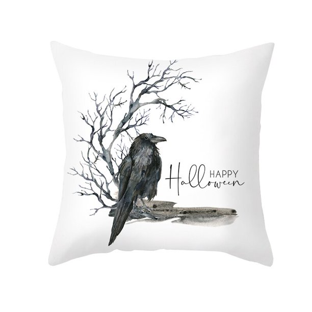 Funda de almohada con estampado de calavera de calabaza de terror para Halloween, cubierta de cojín decorativa de poliéster para sofá, decoración del hogar, 45x45cm, 2021
