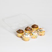Inline Plastics Sure Lock Clear Hinged, 6 Compartment, 2.5 Inch Standard Cupcake Muffin Container | 300/Case