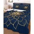 thumbnail image 3 of Quilts Twin Size, Navy Blue Yellow Spring Floral Soft Comforter Bedding Set for Bed, Chic Blossoms Botanical Lightweight Quilted Bedspread with Pillow Cover(2 Pieces) for All Season, 68x86 Inch, 3 of 6