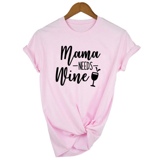 Maman A Besoin de Vin Lettre Imprimée T-Shirt Femmes